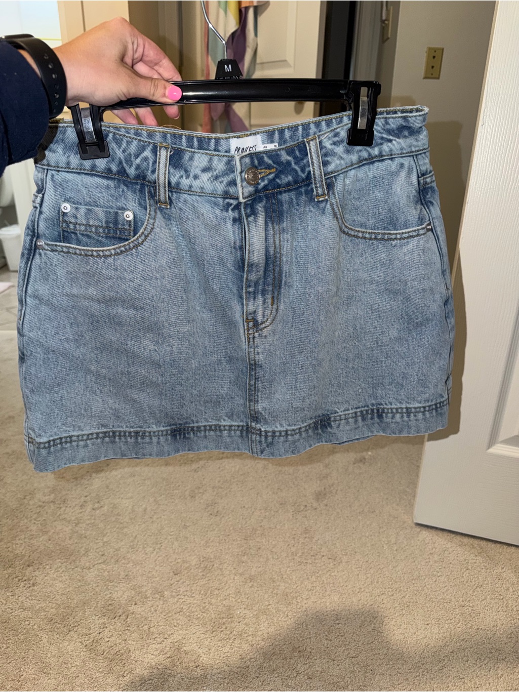 Princess Polly Light Wash Denim Mini Skort